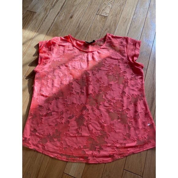 Apt. 9, women’s peach cap sleeve, sheer floral casual blouse size XL - Picture 1 of 9